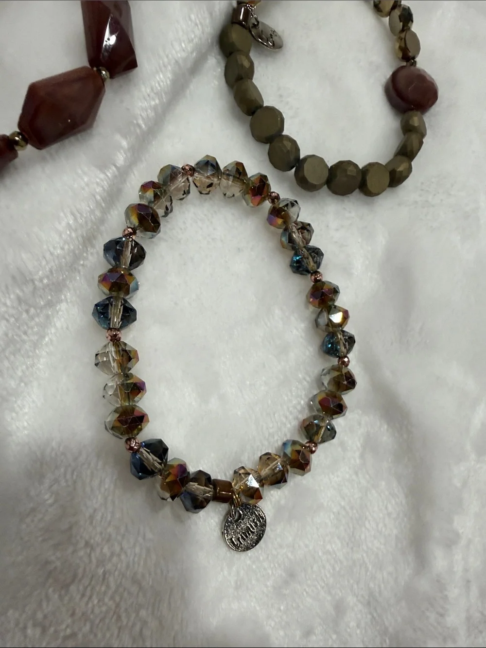 Erimish Multistrand Stretch Bracelet Set in Brown and Iridescent